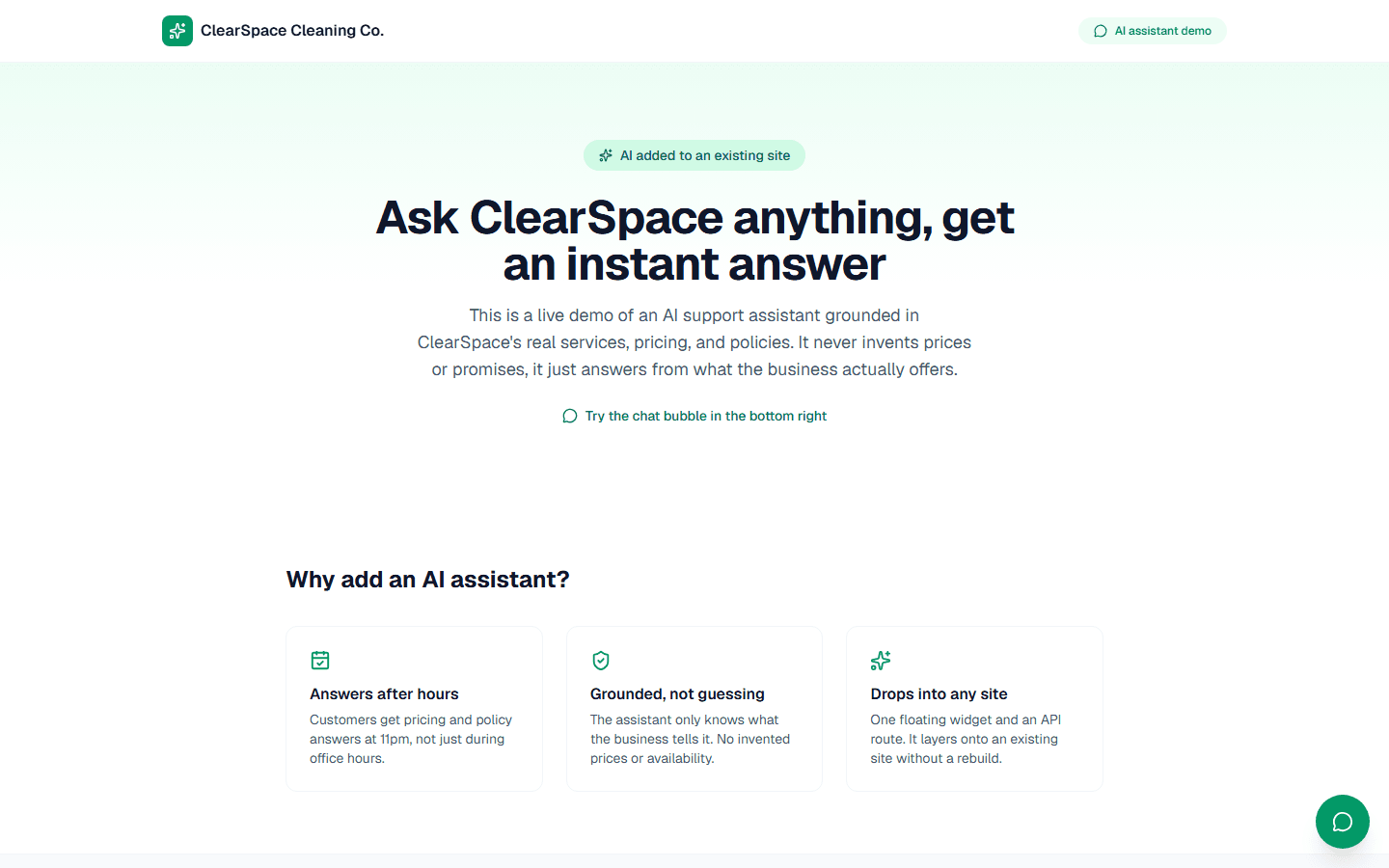 ClearSpace AI Assistant screenshot